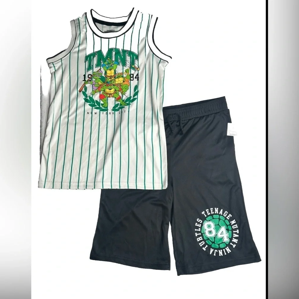 Teenage Mutant Ninja Turtles Boys Size XL Baseball Jersey Shirt and Shorts 1989